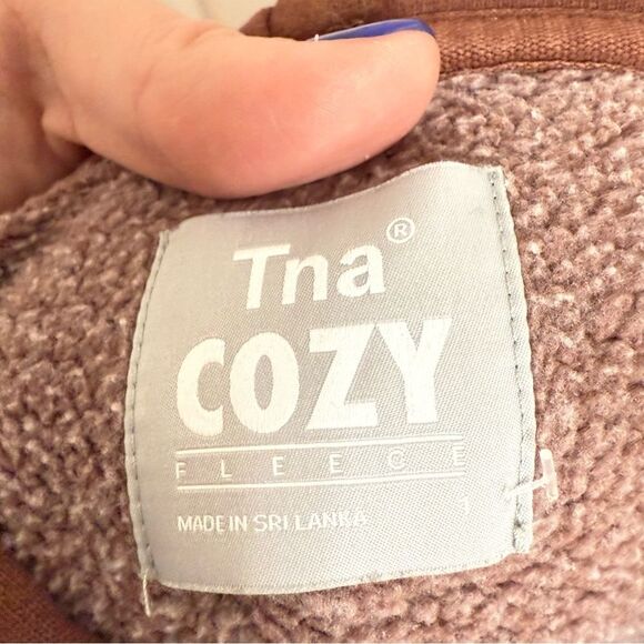 Aritzia Tna Cozy Fleece Brown Oversized Hoodie Size 1 (XXS/XS) - Picture 3 of 3